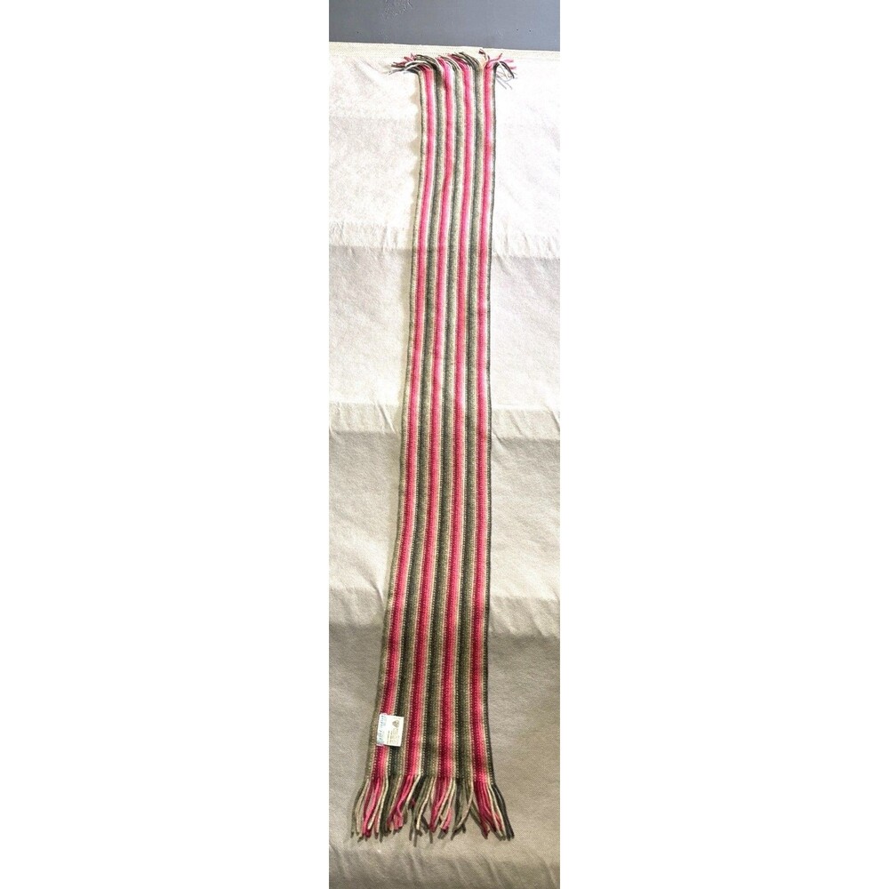 Vntage Jigsaw Junior Pure New Wool Striped Scarf Multicolor Fringe Scotland Made